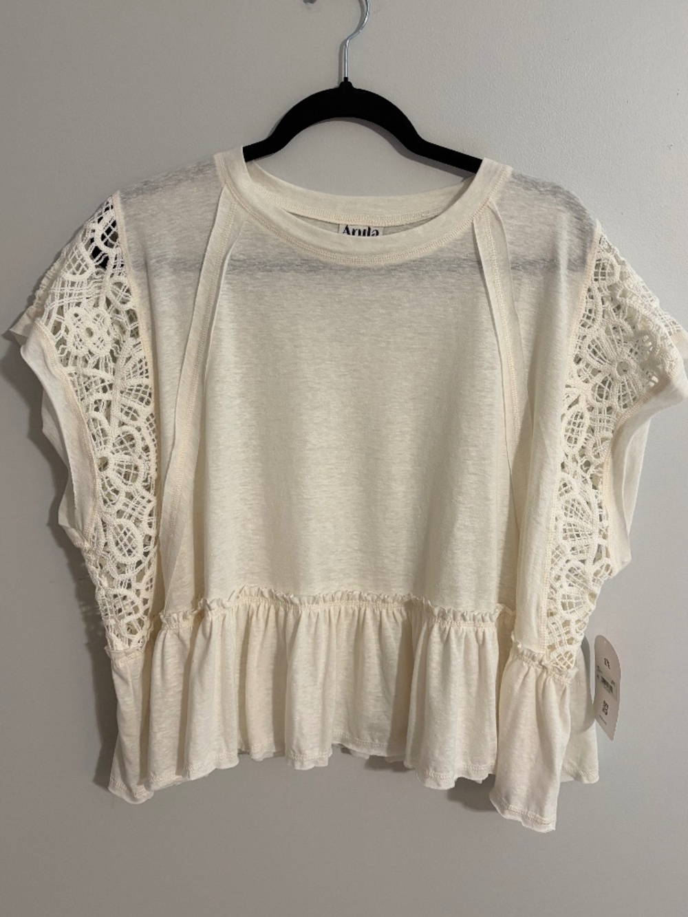 Arula lace peplum cap sleeve shirt
